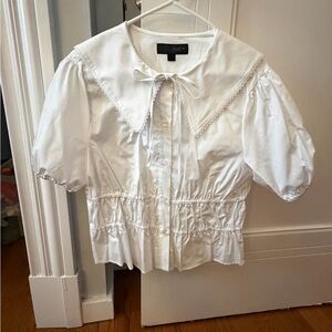 Zara White Blouse with Peter Pan Collar